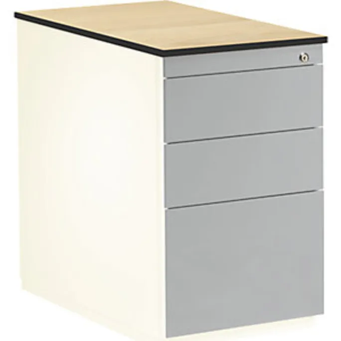 image-22887.webp Schubladencontainer, 708×800 mm, 2 Materialschübe, 1 Hängereg., weiß/alu/Ahorn – Image 1