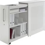 Hochauszugschrank, Thekenelement links stehend, Höhe 1250 mm, lichtgrau – Image 3