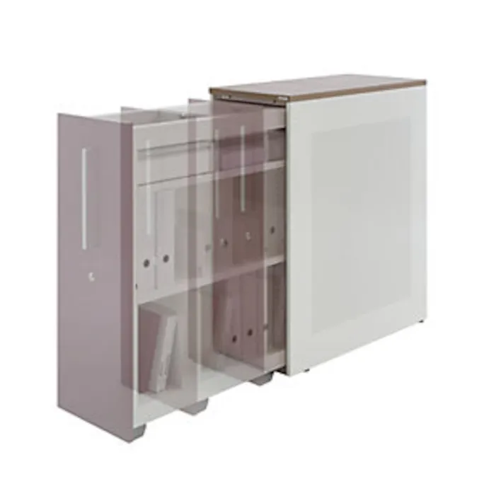 image-22934.webp Hochauszugschrank, Thekenelement links stehend, H 1025 mm, reinweiß / taubenblau – Image 1