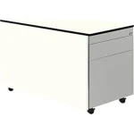 Schubladencontainer mit Rollen, 523×800, 1 Materialschub, 1 Hängereg, weiß/alu