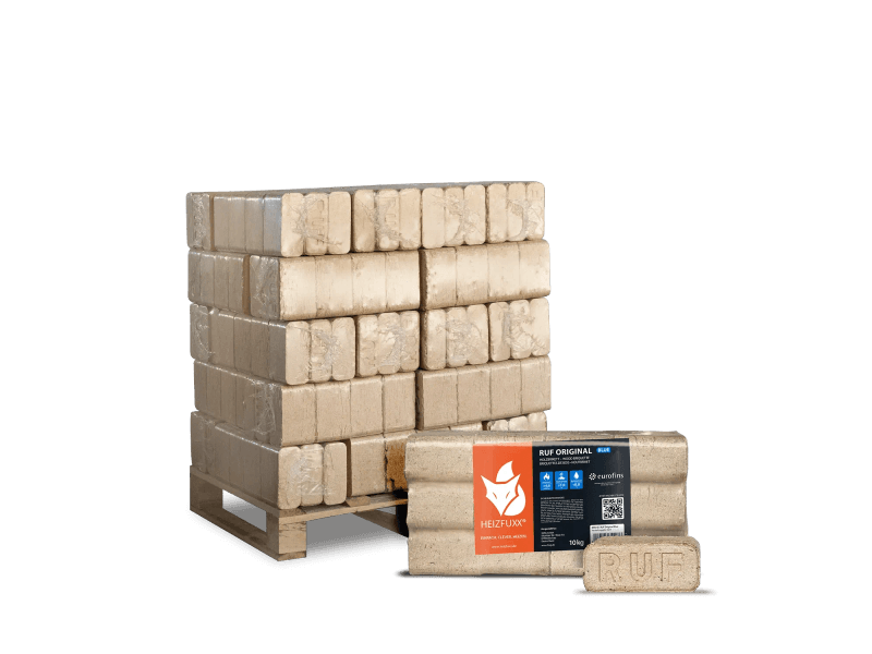 image-40.png Heizfuxx RUF Original Blue Holzbriketts Nadelholz 10kg x 30 Gebinde 300kg Palette – Image 1